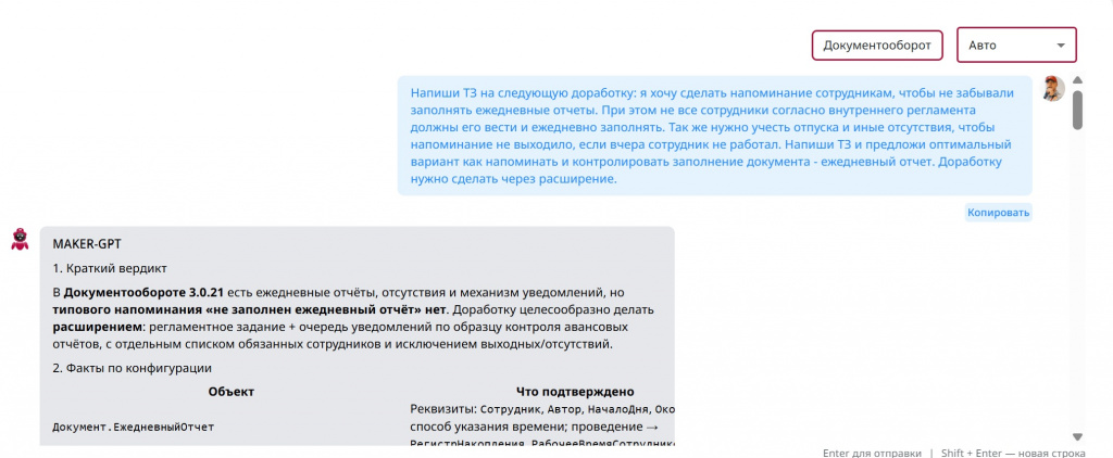 Черновик технического задания, подготовленный агентом